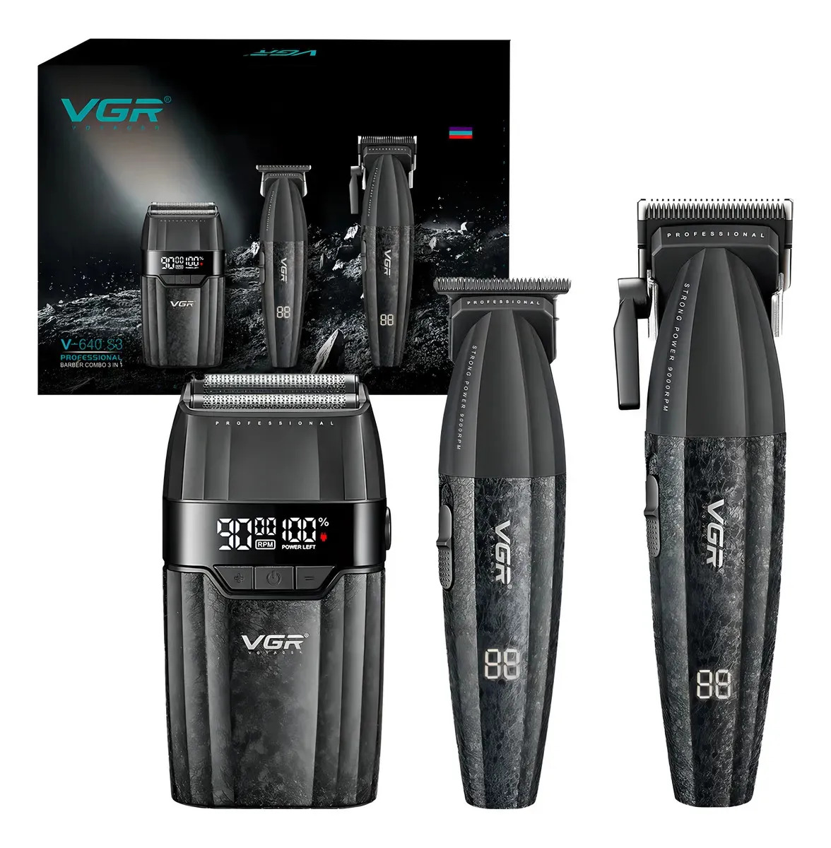 Vgr Barber Combo V-640s3-com Set 3 En 1 Color Negro Cortador Negro