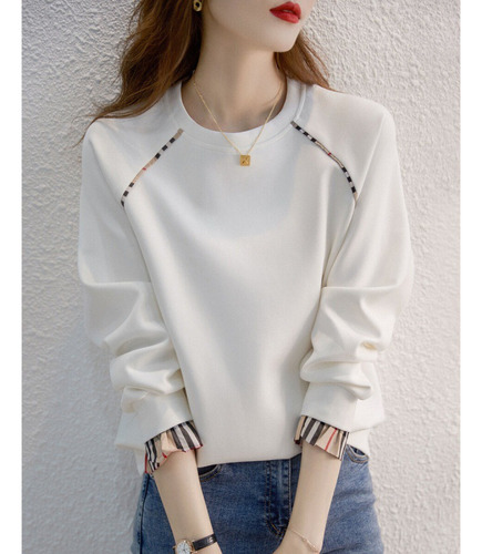 Sudadera Casual De Otoño A Rayas De Manga Larga Para Mujer