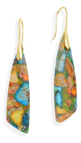 Bxda Pendientes Colgantes De Piedra Natural Para Mujer, Azul