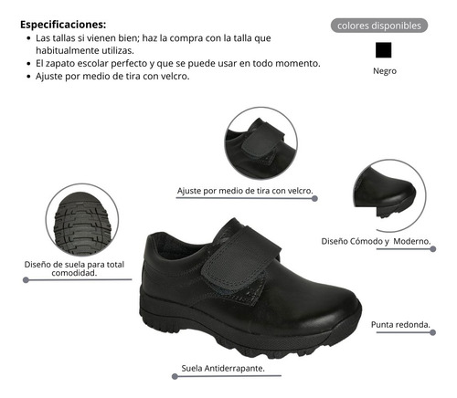 Zapato Escolar Negro Para Niños Terry Colegial Fareli