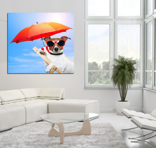 Cuadro 20x20cm Jack Russell Terrier En Playa Summer Pet Dog