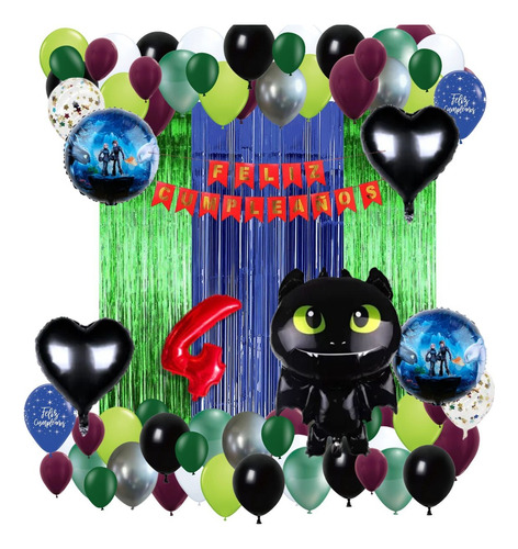 Kit De Globos De Como Entrenar A Tu Dragon Número 4 Kit De Glosbos De Chimuelo