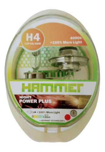 Bombillos H4 100% Más Luz Halógenos Hammer 12v 60/55w 4000k