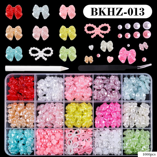 Encantos 3d Uñas Perlas Accesorios Moño Aplanados
