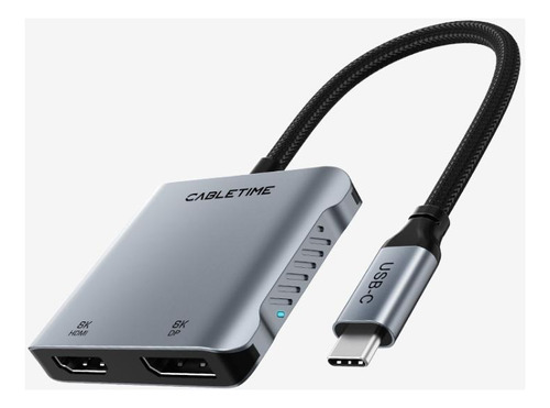 Adaptador Cabletime 8k Usb C Para Hdmi Dp Dual 4k