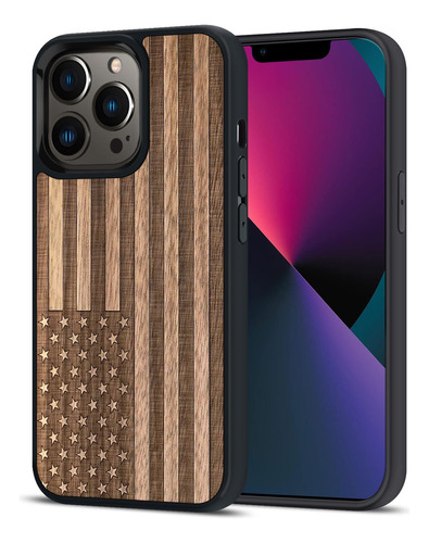 Jubeco iPhone 13 Pro Case Wood, Natural Sl B09gv1chhk_010424