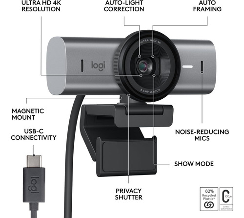 Camara Web Logitech Mx Brio Ultra Hd 4k Webcam 60fps