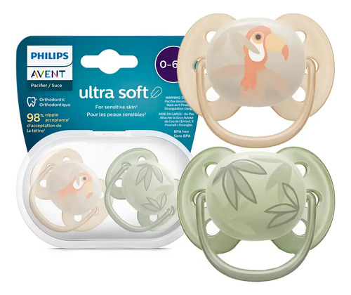 Chupeta Dupla Ultra Soft Decorada 0-6m Philips Avent