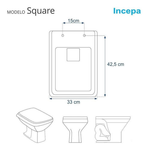 Assento Sanitario Acrílico Square Rosa Shell P/ Vaso Incepa