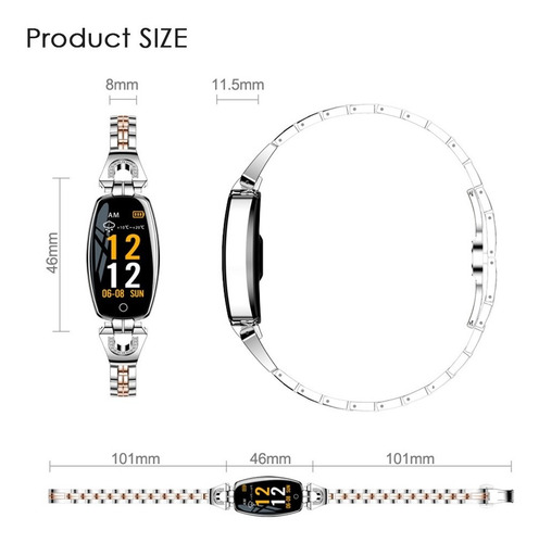 Imagen 3 de 6 de H8 Pulsera Inteligente Reloj Para Mujer Ip67 Monitor De