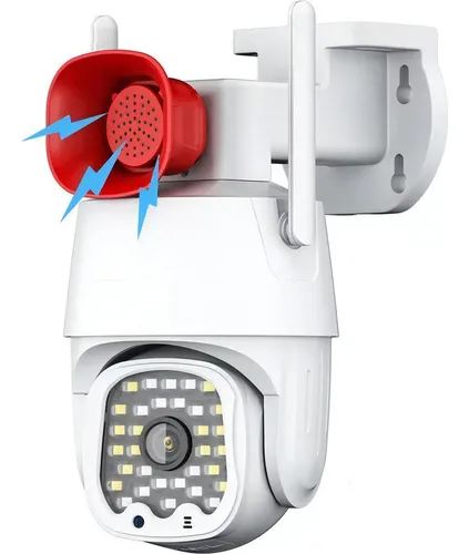 Camara Exterior Wifi Seguridad Ptz Audio Fhd Con Sirena Alerta Color Blanca
