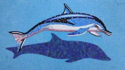 Imagen 6 de 6 de Mosaico Veneciano Delfin Moteado De 1.25 Mts Con Sombra Para Alberca