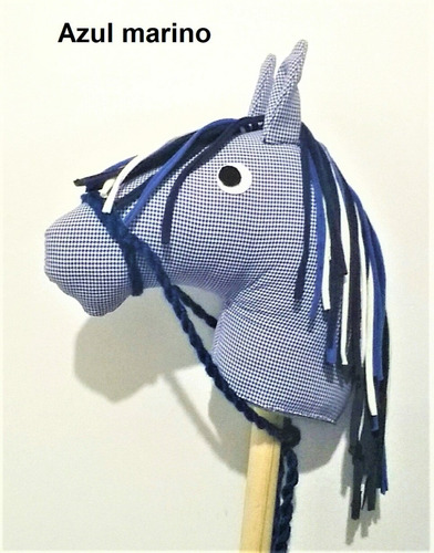 Imagen 1 de 2 de Caballito De Tela Artesanal Con Palo De Madera Color Azul