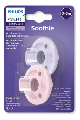 Chupete Philips Avent Soothie Para Niñas de 0 A 3 Meses Color Lila y Rosa Período de Edad de 0 A 3 Meses