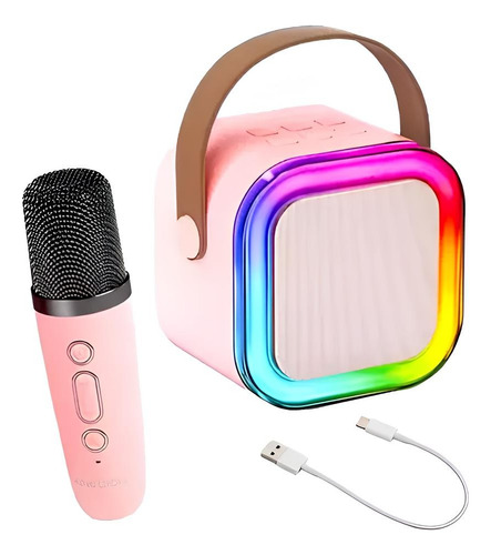 Parlante Portátil Bluetooth Con Micrófono Karaoke Rosa