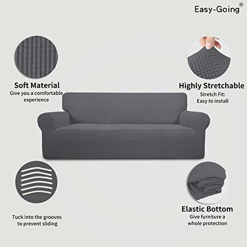Funda Para Sofa Easy-going Gran Tamaño Color Gris Una Pieza Gris Liso