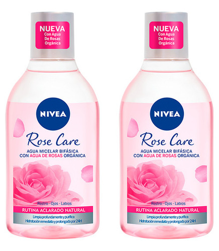 Nivea Agua Micelar Bifásica Con Agua De Rosas 400ml (x2)