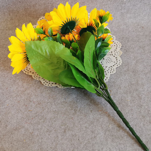 Racimo De Girasoles Artificiales De Plástico, 2 Unidades