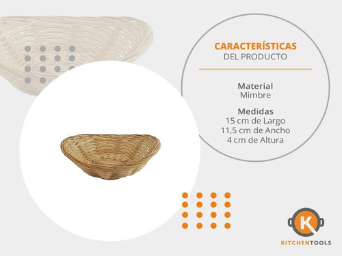 Imagen 2 de 4 de Panera Oval Mimbre Canasta Pan Snacks Chica X6