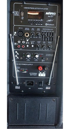 Imagen 2 de 4 de Caja Acústica Activa Ampro 12 Pulgadas Bt, Usb, Sd, Batería