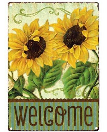 Bienvenido Girasoles Retro Vintage Tin Bar Sign Country...