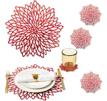 Comprar Juego De 16 Platos Cargadores Rojos, Manteles Individuales Y