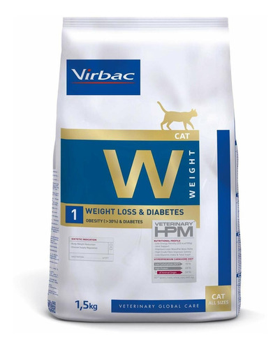 Virbac Veterinary Hpm Cat W1 Weight Loss & Diabetes 1.5 Kg