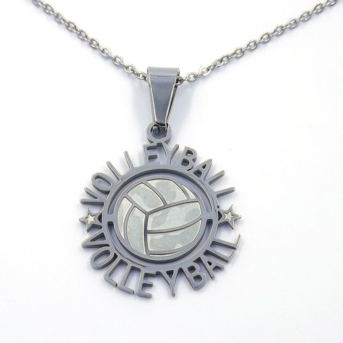 Collar Acero Inox Plateado Balón Voleybol Volleyball Eg