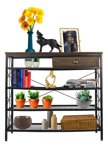 Credenza Minimalista Bufetera Recibidor Mesa Auxiliar Color Marrón Oscuro