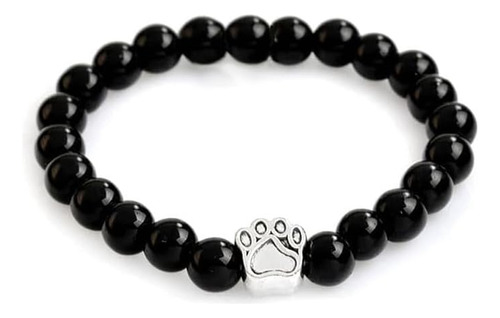 Pulsera Con Abalorio De Pata De Piedra Natural (negro Brilla