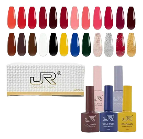 Kit De Gel Semipermanente 28pcs Jr 10ml Uñas Acrilico 8a-166