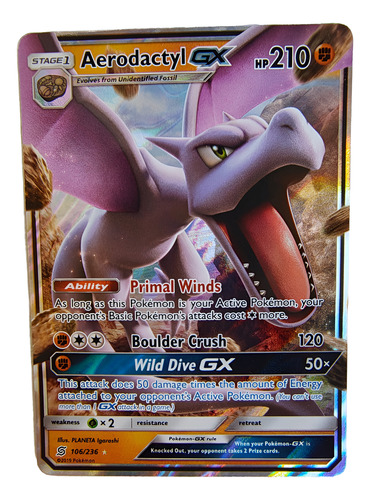 Aerodactyl Gx 106/236 Carta Pokémon Tcg Original Ingles 2019 Aerodactyl Gx Inglés