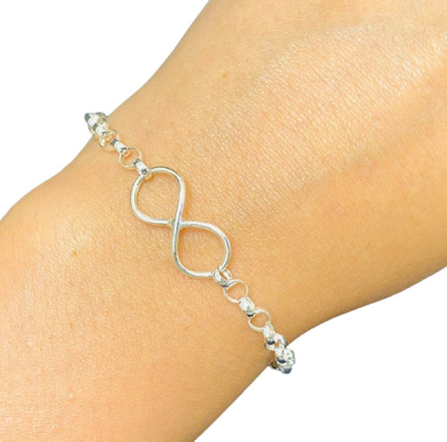 Pulsera Rolo Con Infinito Cierre Marinero Plata 925 Ps 034-1