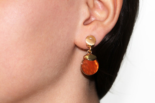 Aretes Moda Naranja Tornasol Cristal Dama Bisuteria Ar958