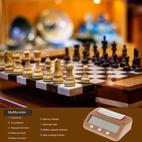 Relógio de xadrez digital profissional com cronômetro de xadrez regressivo  com alarme e jogo de tabuleiro eletrônico.