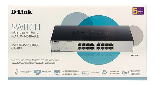 Imagem 3 de 5 de Switch Gigabit 16 Portas Rack D-link Dgs-1016d Envios 24hs
