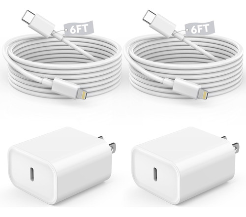 Cargador Rápido iPhone 2pack Usb C + Cables Lightning Pro