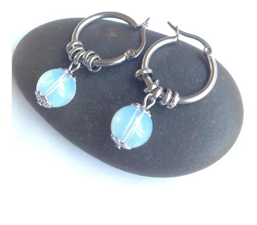 comprar Aros Argollas De Acero -piedras Varias Lapislazuli Etc