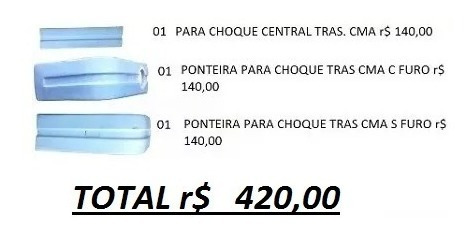 Kit Para Choque Traseiro Onibus Cma Cometa Sem Batente