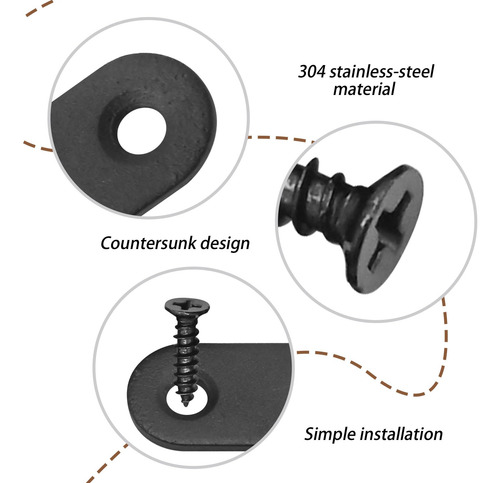 Placa De Soporte Plano Recto Para Muebles De Madera Negra