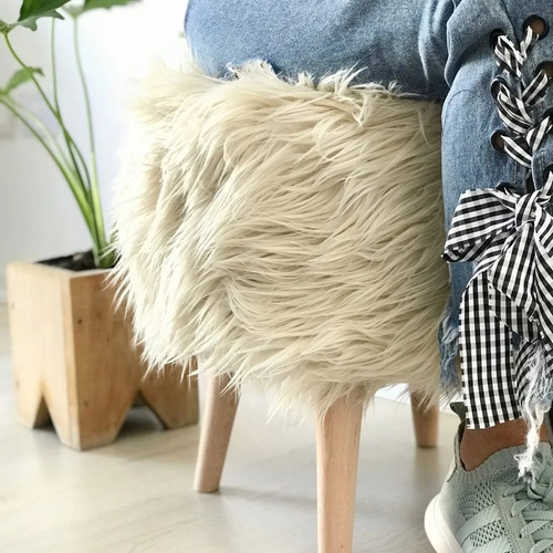 Puff Banqueta Nórdica 40 Cm - Diseño Genérico Chic Blanco