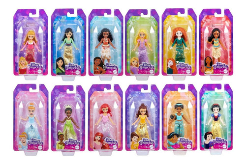 Coleção C/ 12 Mini Bonecas Princesas Disney 9 Cm - Mattel