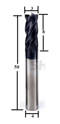 Broca Fresa Endmill Vertical 3mm Hrc50 4 Filos