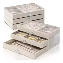 Comprar Caja Organizadora Joyas Jazak \u002F Aros \u002F Alhajero \u002F Bijouterie \u002F Accesorios \u002F 3 Niveles \u002F Cajones \u002F Exhibidor \u002F Con Tirantes Premium \u002F Interior De Terciopelo \u002F Separadores