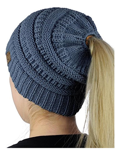 Gorro De Lana De Tejido Trenzado, Con Sitio Para Rodete Y Co