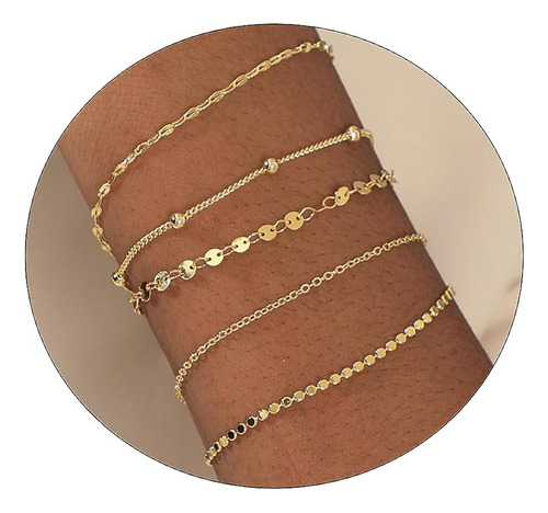 Viromy Conjuntos De Pulseras De Oro Para Mujeres Y Niñas Pul