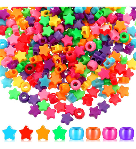 500 Pieza Colorida Pony Beads Star Forma Barril Agujero Arco