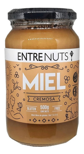 Miel De Abejas Cremosa 100% Pura 500 Grs Entrenuts X 4u