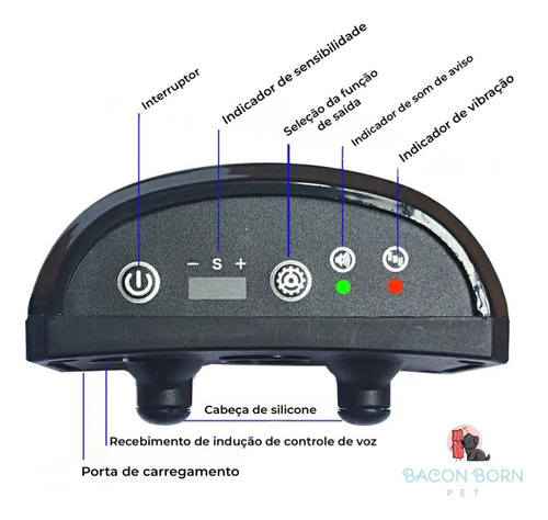 Coleira Adestramento Recarregável Anti Latido (sem Choque) Cor Preto