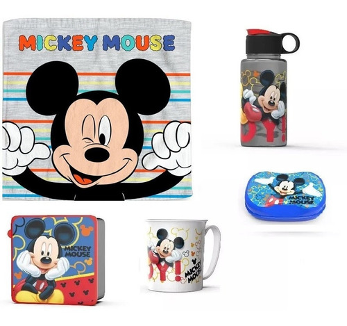 Mickey  Set Jardin Taza Jabonera Toalla Cantimplora Taper